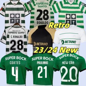 Sporting CP 23/24 Lisboa Soccer Jerseys Ronaldo Lisbon Jovane Sarabia Vietto Coates Acuna Stromp Men Kit Clube De Football Shirt 01 02 03 04 Retro Tops