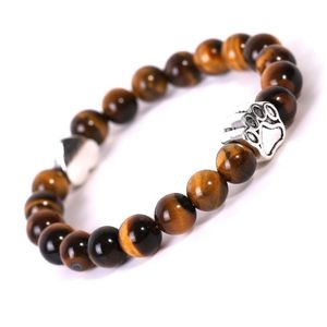 Frisado atualização pedra natural pata coração pulseira amor tigre olho ágata turquesa contas pulseiras mulheres homens moda jóias presente gota deli dhaej