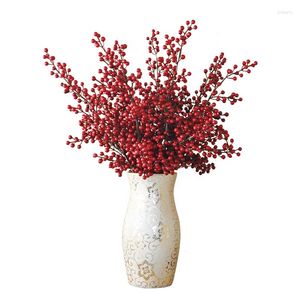 Decorative Flowers 2pcs/lot Wholesale High Quality Artificial Red Foam Wild Berry Branch For Christmas And Home Decoration