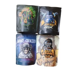 Förpackningspåsar Space Cookie 3.5G 4 Designs Zipper Retail Package Edible Mylar Lukt Proof 420 Packaging Bubble Heat tätning JLBK Drop Del Dham6