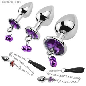 Outros itens de beleza de saúde Crystal Anus Expander Erótico Beads Butt Plug Traction Chain Bell Plug Anal Metal Anal Beads S para Mulheres Gay Bdsm Slave Q230919