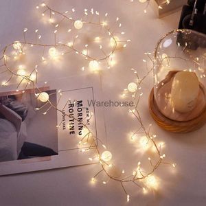 LED Strings Party Thrisdar Novel 6m 400LEDS Plug In Firecrackers String Light Crystal Crackle Ball Light Christmas Party Fairy Light Garland HKD230919