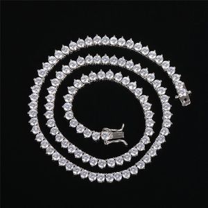 Nya Hip Hop Men Tennis Chain Halsbandsmycken 4mm 16 tum-24 tum REAL 18K Guldpläterad diamantkedja Långt halsband med Zircon Mens 264Q