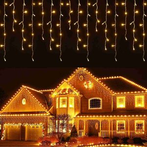 LED Strings Party Christmas Decoration 2023 Led Icicle Lights Outdoor Curtain Garland Droop 0.5/0.6/0.7M Street Garland On The House New Year 2024 HKD230919