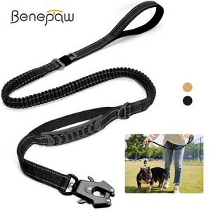 Heavy Duty Tactical Dog Leash with Frog Clip, Traffic Handle & Shock Absorbing Bungee for Walking & Training