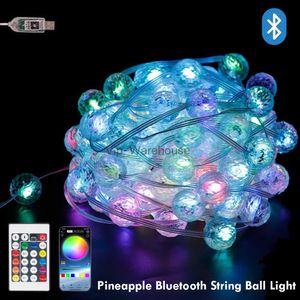 LED STRINGS Party Bluetooth 100 LED Ball String Light App Control Ananas Remote Garland USB FESOON Fairy Lamp Christmas Light Decoration HKD230919