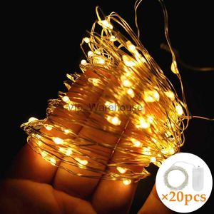 LED Strings Party 5M Fairy Lamp Copper Wire String Lights 20pcs Garden Christmas Decoration LED Wedding Garland Party Lamp Button Battery Operated HKD230919