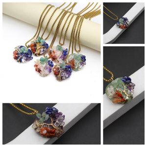 Pendant Necklaces Style Necklace Natural Stone Amethyst/Green Aventurine Winding Gravel For Women Birthday Gift Chain 60 CM