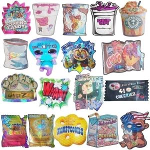 one pound mylar bag 16oz 1LB 454g for flower storage zipper resealable stand up airtight die cut out shape super runtz custom Printed shiny holographic bag