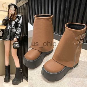 Boots Winter Women Platform Ankle Boots Fashion Slip On Ladies Elegant Pipe Short Boots Thick Bottom Women's Shoes J230919