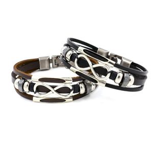 Braccialetti con ciondoli Aggiornamento Bracciale in pelle Infinity Multistrato Avvolgente Polsini con cinturino da polso per donna Uomo Gioielli di moda Regalo Consegna di goccia Dhsti