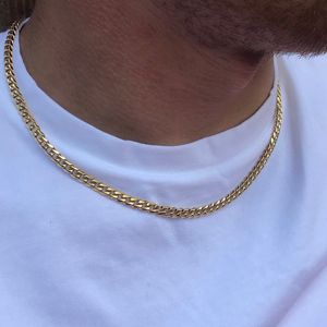 5mm Miami Cuban Link Chain Necklace Men Gold Chains Stainless Steel Choker Mens Necklace Hip Hop Jewelry Gift