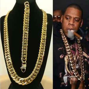 Solid 14 -krotnie żółte złote wykończenie stali nierdzewnej Miami Cuban Link Bransoletka 260k