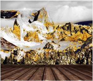 Bakgrundsbilder 3D väggväggmålningar tapeter för vardagsrum kinesiska gyllene snö berg bakgrund hem dekor po väggar 3 d