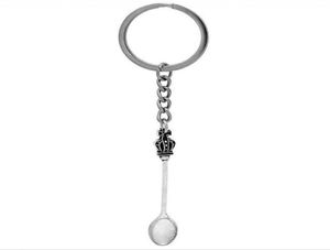 Antik gümüş sanat antik cilalı retro mini kaşık harikalar diyarı taç kolye anahtar zinciri erkekler kadın tatil hediyesi steampunk2545953