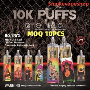 오리지널 랜드 토네이도 10000 퍼프 e 담배 도매 도처리 할 수있는 vape 펜 키트 850mAh 충전식 배터리 크리스탈 20ml 미리 채워진 메쉬 코일 RGB 라이트 글로우 10pcs