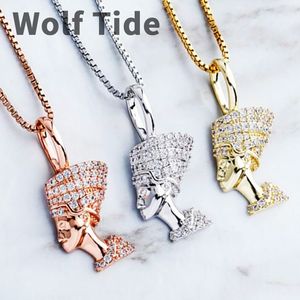 925 Sterling Silver Pyramid Pharaoh Pendant Chain Necklace Womens Iced Out Cubic Zirconia Full Diamond Real Gold Plated Hip Hop Rapper Jewelry Gift for Women Bijoux