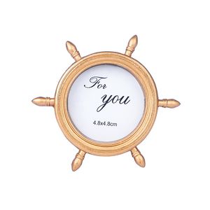 Nautical Theme Gold Ship Wheel Photo Frame Place Card Holder Wedding Favors Souvenir Gifts DF1234