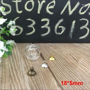 Kolye Kolye Ücretsiz Gemi !!! 30 set/lot 18mmx5mm (açılış) Yuvarlak Galss Ball Cam Kabarcık Ring Seti DIY Şişe Fialı