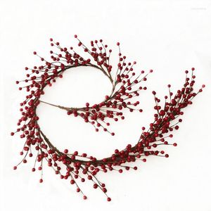 Decorative Flowers 1 Pc/lot Factory Directly Sale 5 Feet Long Artificial Foam Red Berry Garland For Christmas Decorations