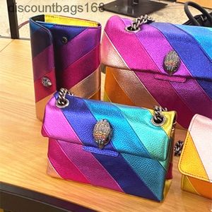 Lederhandtasche Kurt Geiger Handtasche Streifen Regenbogen Tasche Luxus London Lou Designer Damen Mann Mini Schulter Metallschild Pochette Clutch Tote Umhängetasche Kette TaschenG