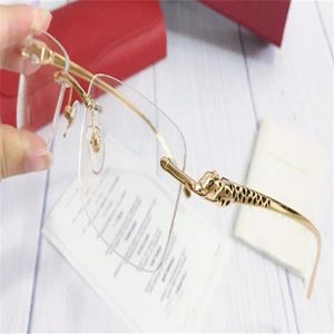 Fahion Eye Glasses Recept 0063 Rimless 18Kgold Frame Optical Glass Clear Lens Simple Business Style for Men237a