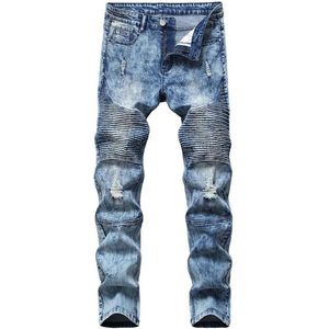 21cc Mens Distressed Ripped Skinny Jeans Fashion Men Jeans Slim Motorcycle Moto Biker Causal Mens Denim Pants Hip Hop Men Jeans326l