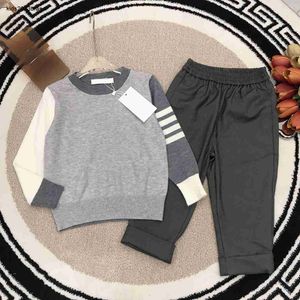 tute moda set autunno bambino Taglia 100-150 CM 2 pezzi Design con cuciture a contrasto per maglioni e pantaloni Sep15