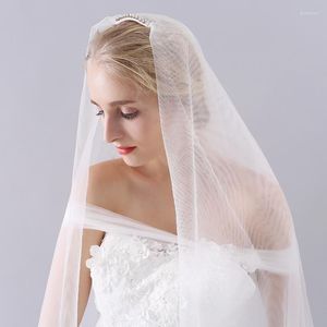 Veli da sposa Velo di media lunghezza Doppio pettine bianco cucito a mano Accessori per abiti da sposa