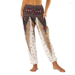 Kvinnor Pants Women Gym Wide Leg Yoga Trousers Polyester Sweatpants Harlan Long Stretch Floral Print