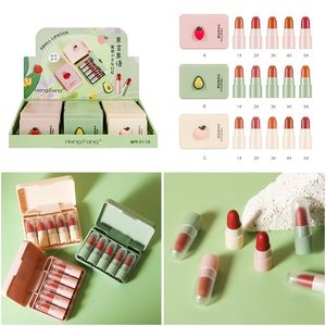 Läppstift 3 uppsättningar/parti söta 5 färger sammet matt mini läppstift set makeup fuktighetskräm läppstift långvarig vattentät läppglasyr kosmetik 230919