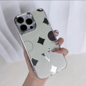 För iPhone 15 Pro Max Plus Designer Phone Case Luxury Mirror Flowers Phonecase Fashion Silver Cover Shell For iPhone 14 13 12 11 XS XR NEW-3