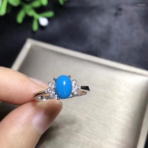 Anelli a grappolo Anello con turchese naturale Pietra preziosa blu rara Argento sterling 925 Negozio di gemme