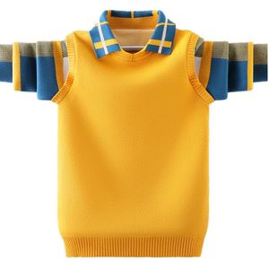 Pullover Children Sweater 4 15 T Fashion Lattice Design Kids Warm Jacket Inner Fleece For Teen Boy Polo Collat Knitted Coat 230918