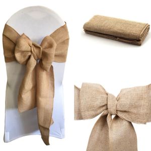 Faixas de cadeira de serapilheira de hesse natural, arco de cadeira de serapilheira rústica para eventos de casamento, decoração de banquete zz