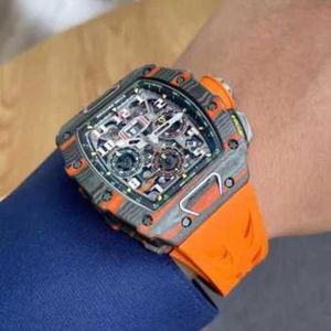 Richarmill Watch Automatic Mechanical Watches Movement Wristwatch Swiss Seires Mens RM 1103 Fiber Sports Machinery Hollow Fashion Casure Time McLaren 1 WN-GB6E