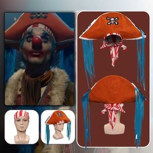 Canlı Aksiyon One Peice Buggy Cosplay Fantasia Kostüm Korsan Şapka Eşarp Yetişkin Erkekler Headgear Aksesuarları Cadılar Bayramı Karnavalı Takım 230920