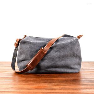 Çanta erkek retro sırt çantası tot eğik el çantası Japon gelgit tuval tek omuz boş zaman