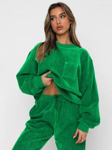 Kvinnors T -skjortor Corduroy Set Autumn Winter Clothes Sweatshirt Pants Passar Solid Color Two Piece Outfits Keep Warm Casual Tracksuit
