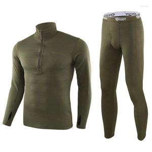 Intimo termico da uomo Set invernali da uomo Tattico da ciclismo Traspirante Quick Dry Stretch Thermo Fleece Sweat Fitness Suit Caldi pantaloni lunghi