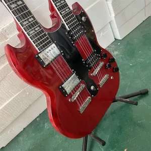 Double neck SG guitar with fast free shipping RED color Black and White