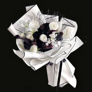 Atacado 20 peças cor preta e branca papéis de embrulho de flores à prova d'água 60cm papel de embrulho de buquê material de florista material de embalagem de presente artesanato zz