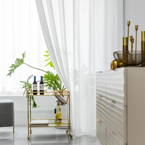 Cortina branca tule cortinas para sala de estar decoração moderna chiffon sólido sheer voile cozinha 230919