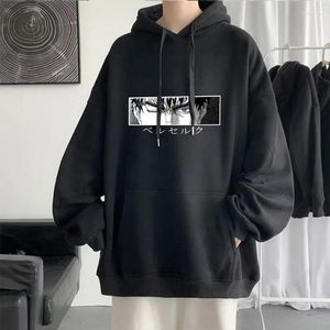 Hoodies masculinos anime berserk gótico tripas olhos gráficos mulheres homens versão coreana unisex pulôver oversized inverno velo quente camisolas