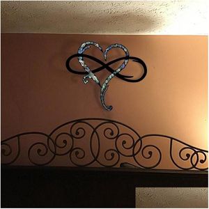 Pencere Çıkartmaları Oturma Odası Ev Kapı Evi Infinity Heart Wall Decoration Metal Sanat Ev Taşıma Hediye Dekoru Deliği Deliği De OTM0R