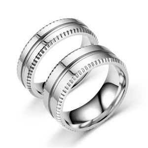 Anéis de banda de aço inoxidável criativo casal anel simples brilhante para mulheres homens bandas finas moda jóias entrega gota dheyl