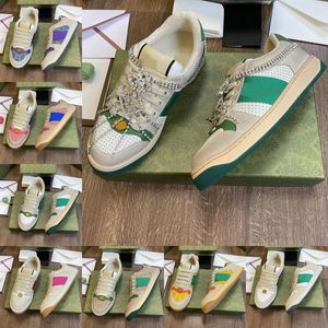 2024 Screener Leather Casual skor smycken utsmyckade blå lila vit röd beige ebenholts grön obsidian grå jordgubbe tryckt män kvinnor klassiska vintage sneakers