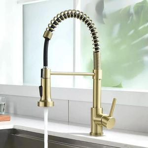 Kitchen Faucets High Quality Pull Out Sink Faucet One Handle Hole Cold Water Brushed Nickel/Brushed Gold/Black