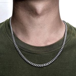 5mm Miami Cuban Link Chain Necklace Men Gold Chains Stainless Steel Choker Mens Hip Hop Jewelry Gift HCZH