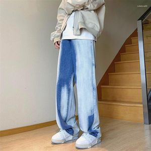 Mäns jeans unga tie-dye lös rak gata hip-hop baggy bredben byxor koreansk stil mode skateboard avslappnad